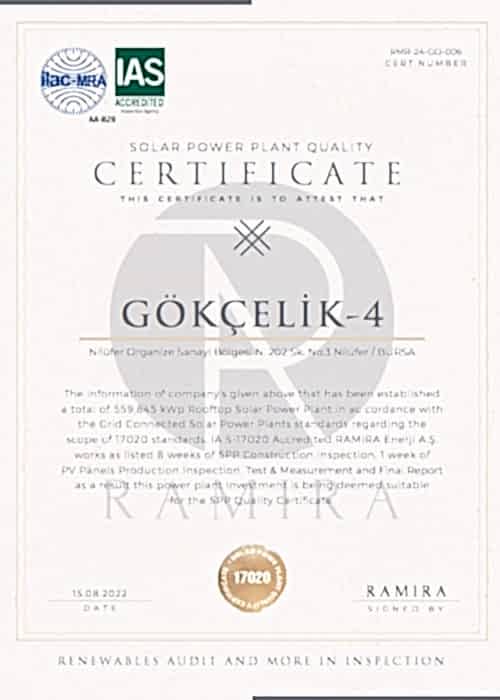 GES (Güneş Enerji Sistemi) Sertifikası